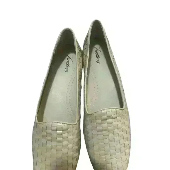 TROTTERS Womens Bone Off White Cream Basket Woven Loafer Flats 10. - Picture 3 of 4